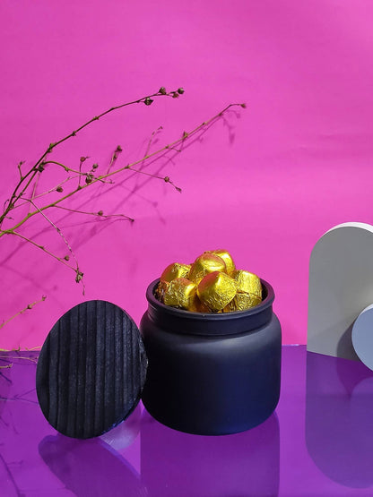 Black Glass Jar Set of 2