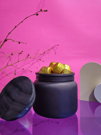 Black Glass Jar Set of 2