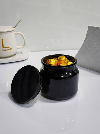 Black Glass Jar Set of 2