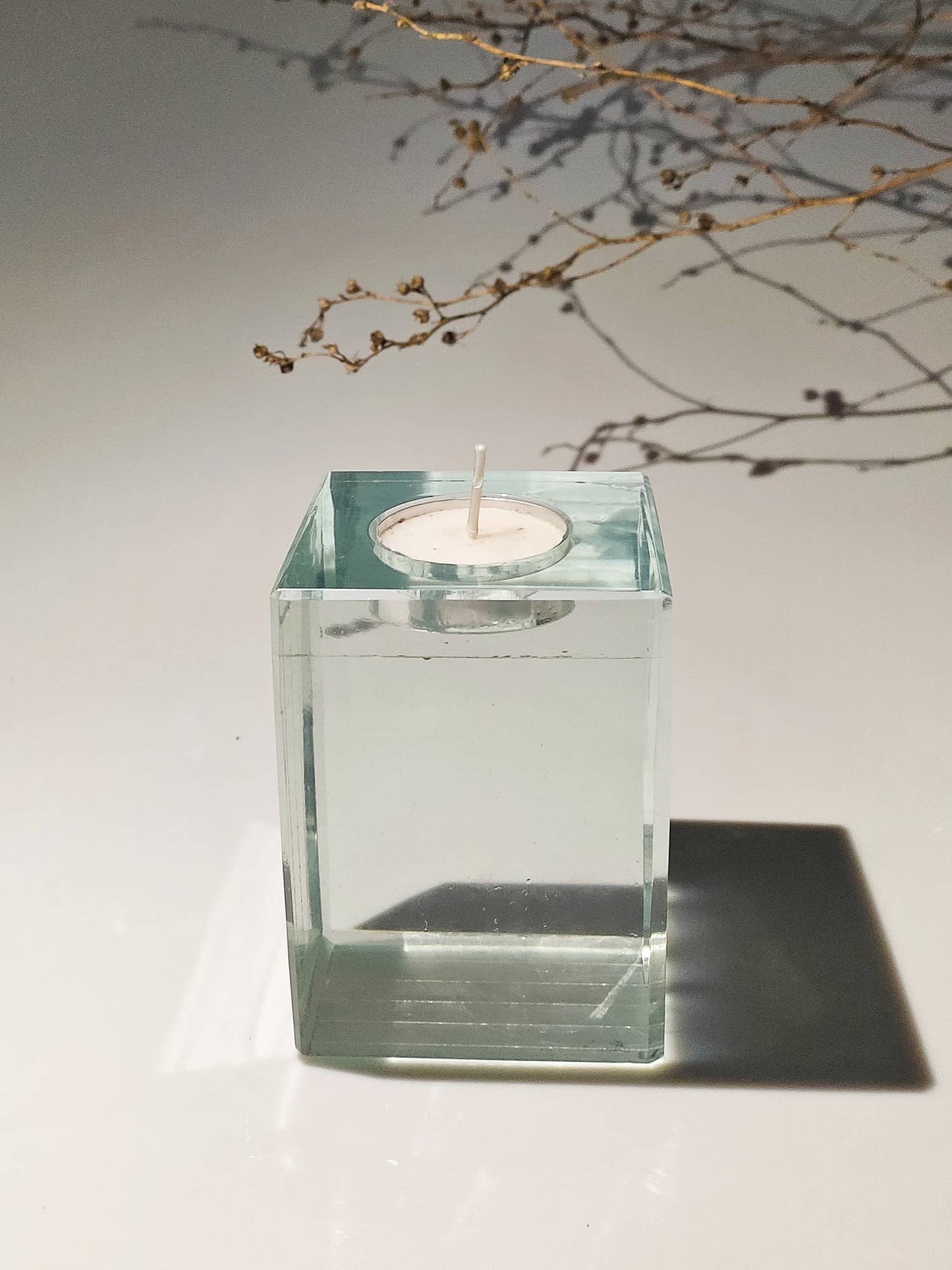 Glass Cube Candle Holder