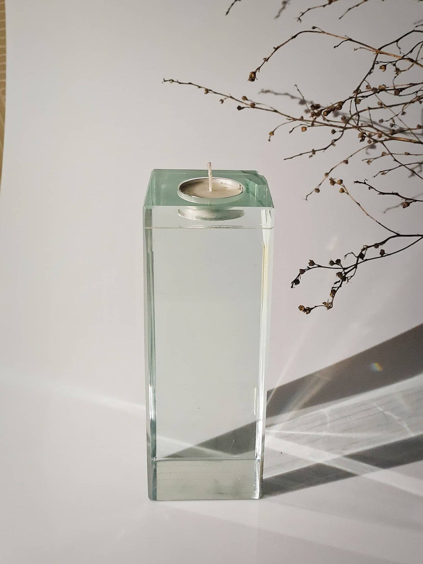Glass Cube Candle Holder