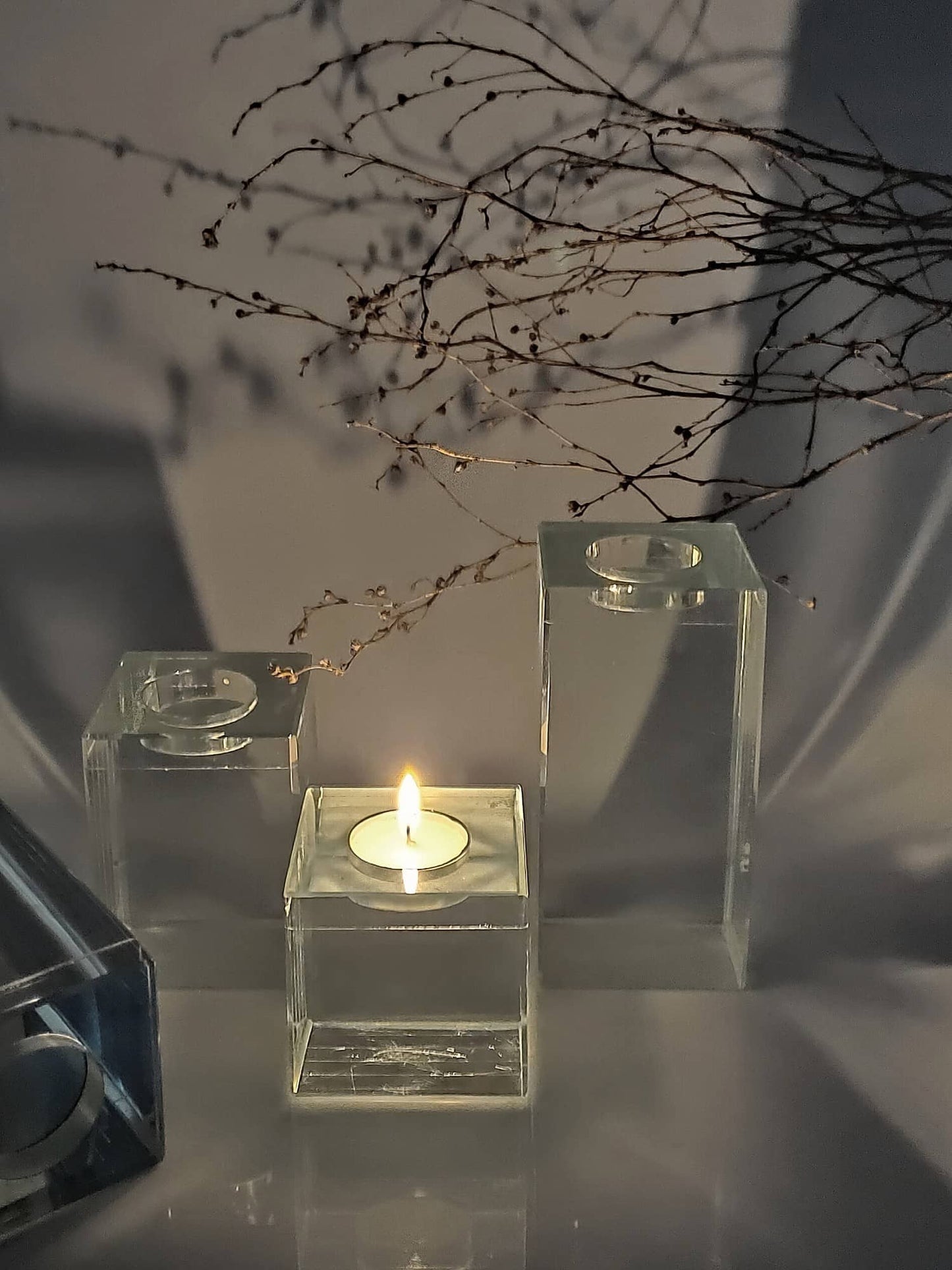 Glass Cube Candle Holder