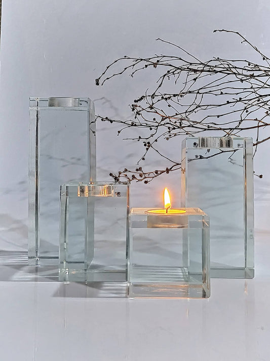 Glass Cube Candle Holder