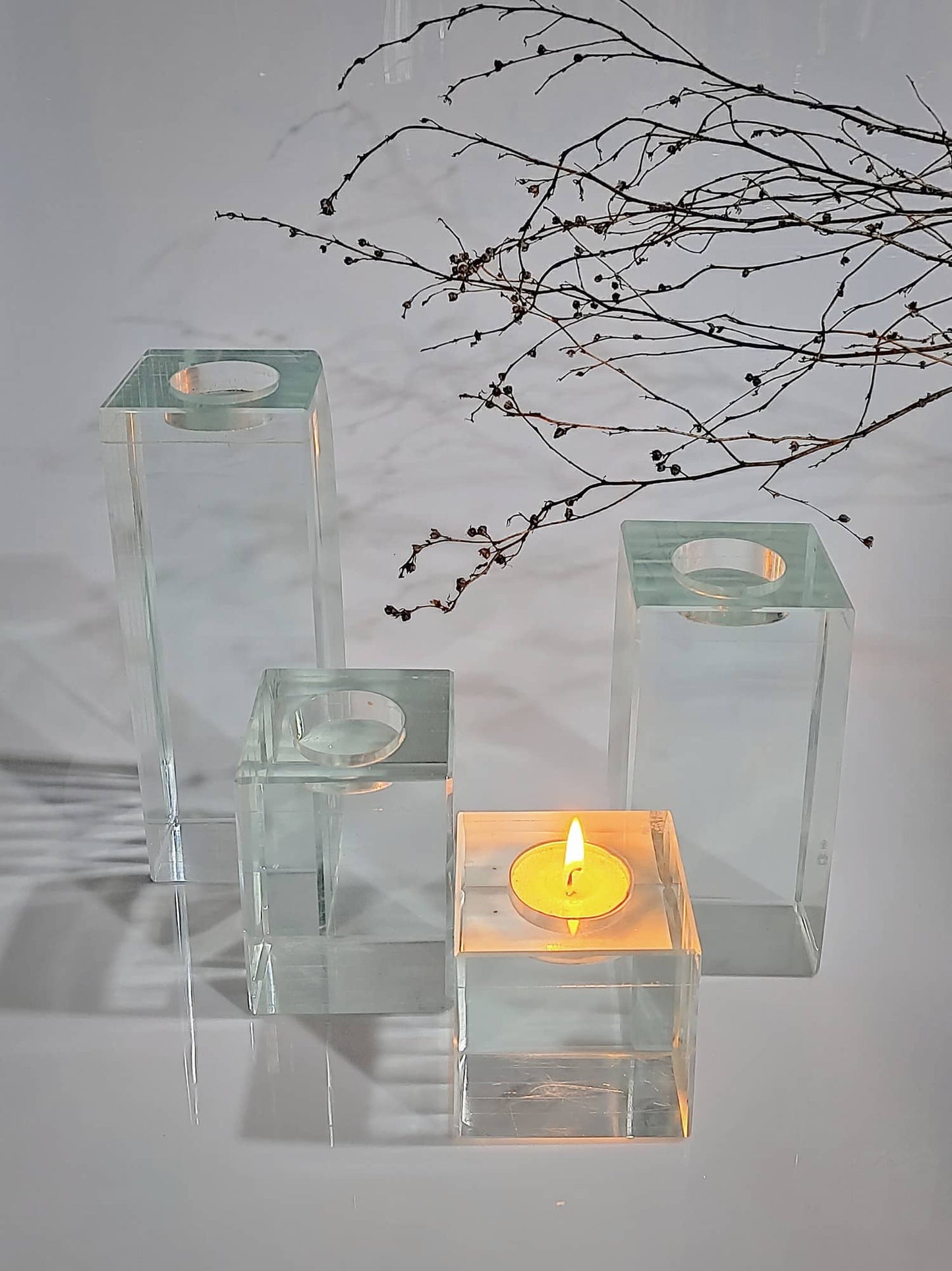 Glass Cube Candle Holder