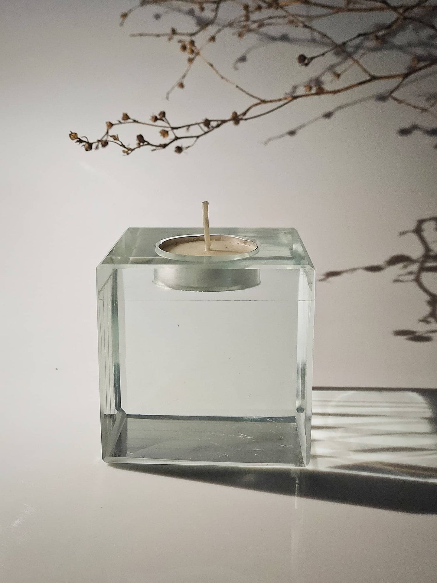 Glass Cube Candle Holder